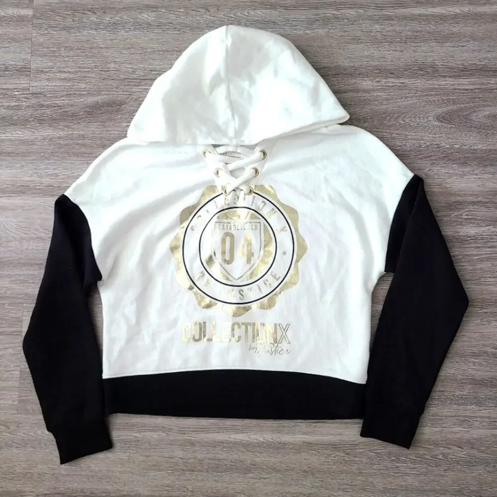 Justice crisscross neck color block hoodie Size 12